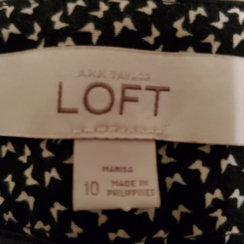 Loft Black &White Butterfly Print Cropped Pants